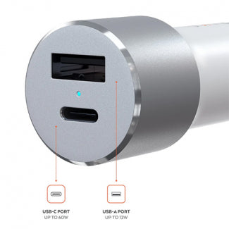 Satechi USB-C / USB A Car Charger 72W Power Delivery - Silver