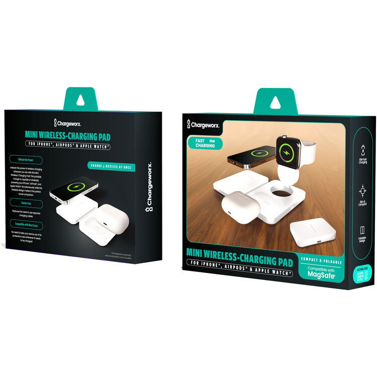 Chargeworx - 2-in-1 Magnetic Wireless Charging Pad for MagSafe Compatible Devices