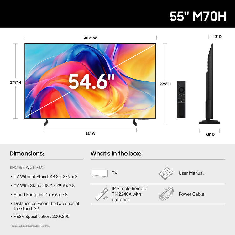 Samsung M70H Series 55" Mini-LED 4K UHD HDR Smart TV (2026)