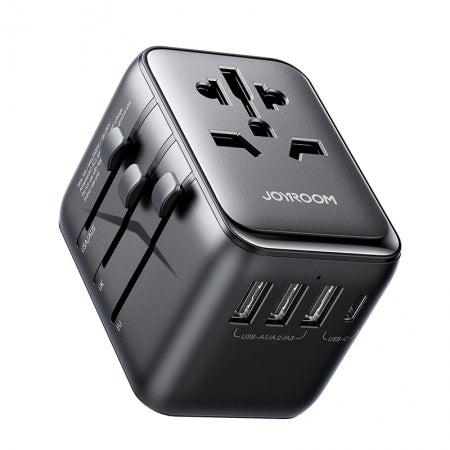 JOYROOM JR-TCW01 17W 3*USB+1*Type-C Port Universal Travel Adapter Black