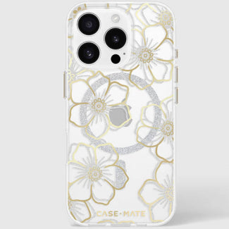 Case-Mate - Floral Gems MagSafe Case for Apple iPhone 16 Pro - Gold