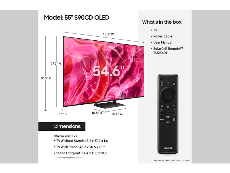 Samsung QN55S90C 55" HDR 4K UHD Quantum Dot OLED TV (2023)