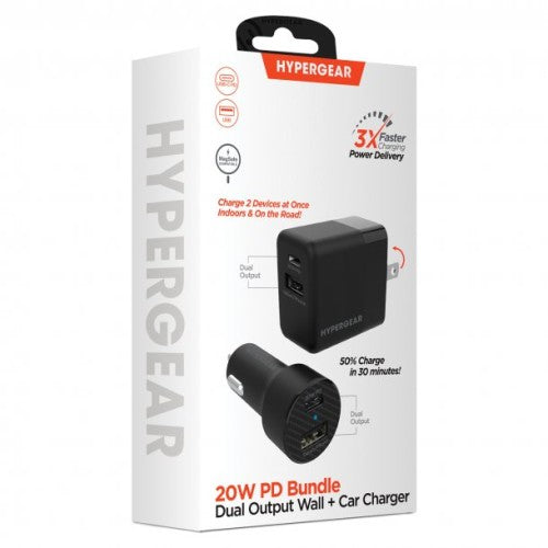 HyperGear® Two 20-Watt and 2.4-Amp Wall/Car Dual Chargers Bundle