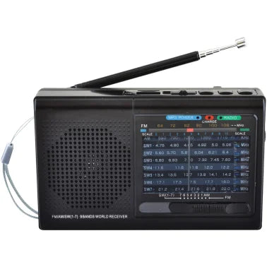 Supersonic® 9-Band Rechargeable Radio with Bluetooth® and USB/microSD™ Card Input