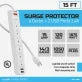 Digital Energy® 6-Outlet Surge Protector Power Strip with 2 USB Ports 15'