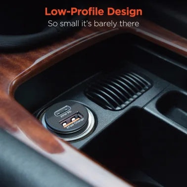 HyperGear® mini Dual 20-Watt PD USB-C® and 18-Watt USB Car Charger (Black)