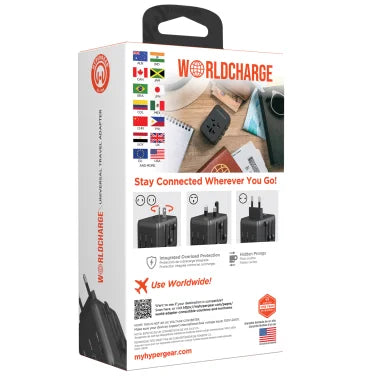 HyperGear® WorldCharge Universal Travel Adapter with USB/USB-C® (Black)