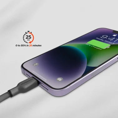 HyperGear® Flexi Pro USB-C® to Lightning® Soft-Touch Silicone Fast Charge and Sync Cable, 10-Ft. (Gray)