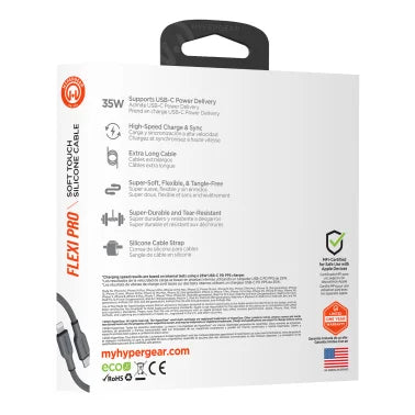 HyperGear® Flexi Pro USB-C® to Lightning® Soft-Touch Silicone Fast Charge and Sync Cable, 10-Ft. (Gray)