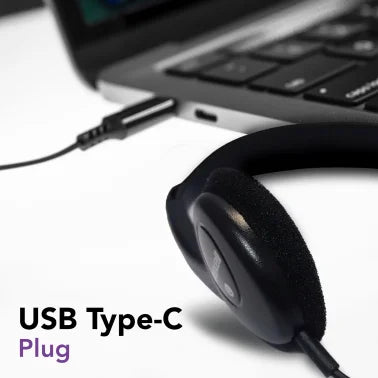 Maxell® Wired On-Ear Lightweight Headphones with In-Line Mic, and USB-C® Connector