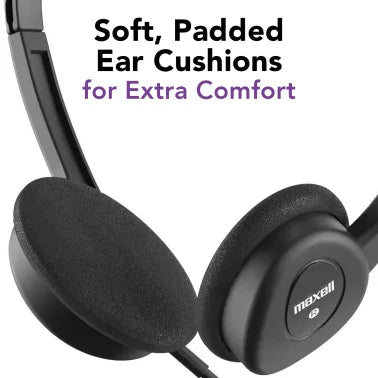 Maxell® Wired On-Ear Lightweight Headphones with In-Line Mic, and USB-C® Connector