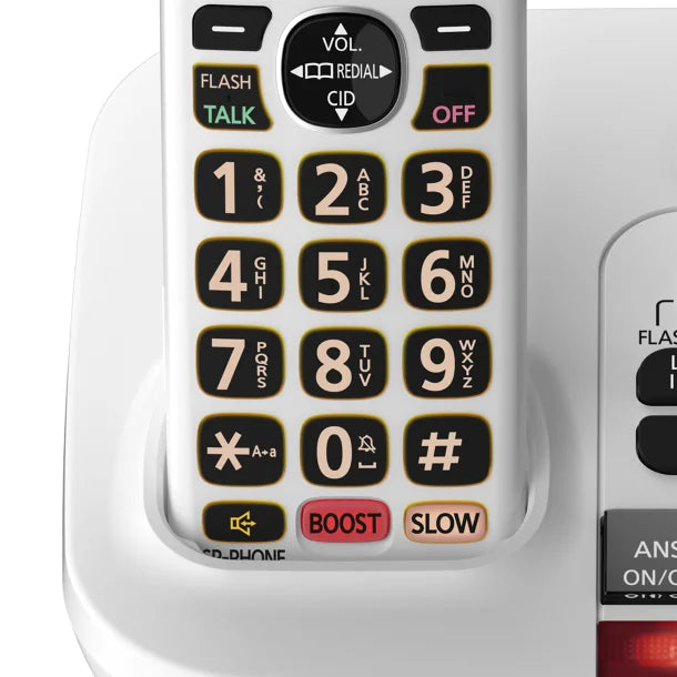 Panasonic KX-TGM420W DECT 6.0 1-Handset Corded Cordless Amplified Phone with Answering Machine and Noise Reduction