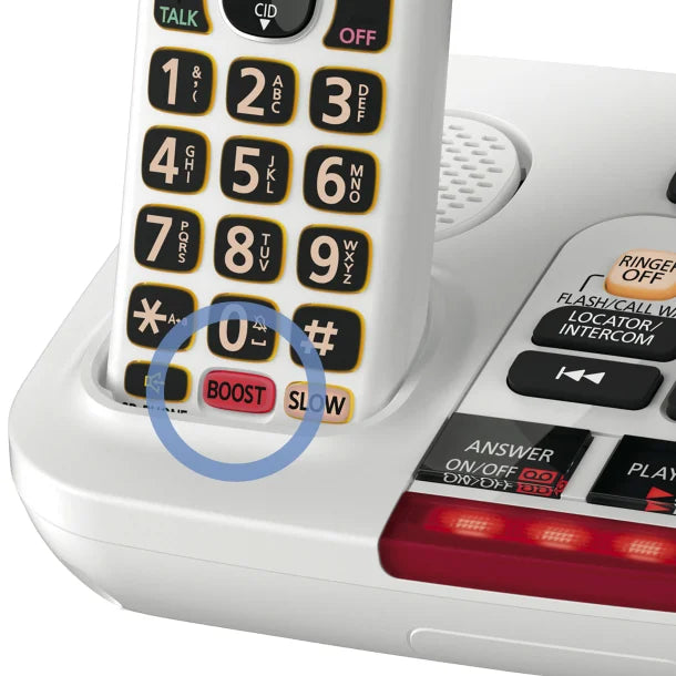 Panasonic KX-TGM420W DECT 6.0 1-Handset Corded Cordless Amplified Phone with Answering Machine and Noise Reduction