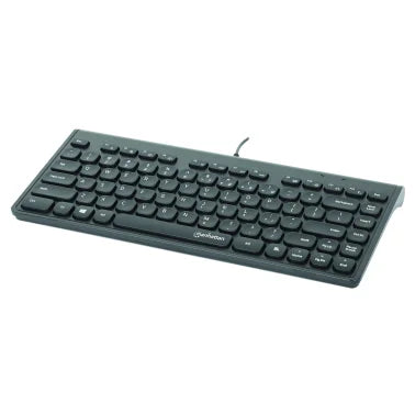Manhattan® Slim Wired USB Mini Keyboard for PC and Laptop, Black