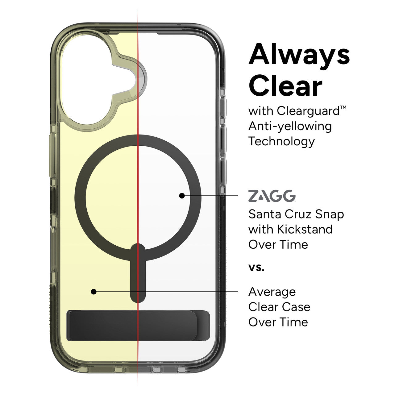 ZAGG - Santa Cruz Snap MagSafe Case with Kickstand for Apple iPhone 16 Plus - Black