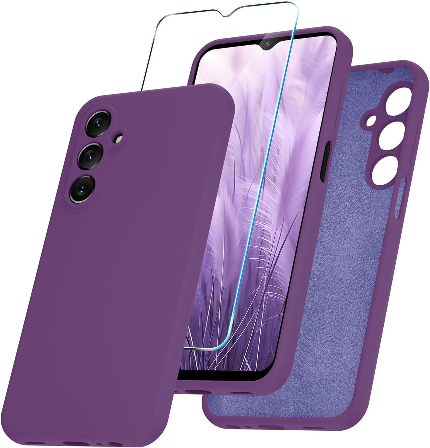 YENAPOON Galaxy A15 5G Case, Silicone Phone Case with 1 Screen Protector,  Full Body Slim Cover