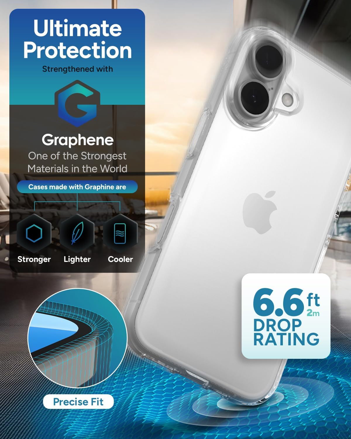 ZAGG - Crystal Palace Lite Case for Apple iPhone 16 - Clear