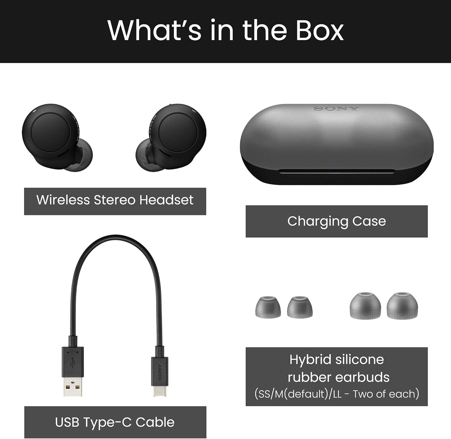 Sony WF-C500 Wireless In-Ear Headphones with Charging Case, Built-In Mic, Bluetooth, Up to 20 Hours Battery, and Voice Assistant Compatible