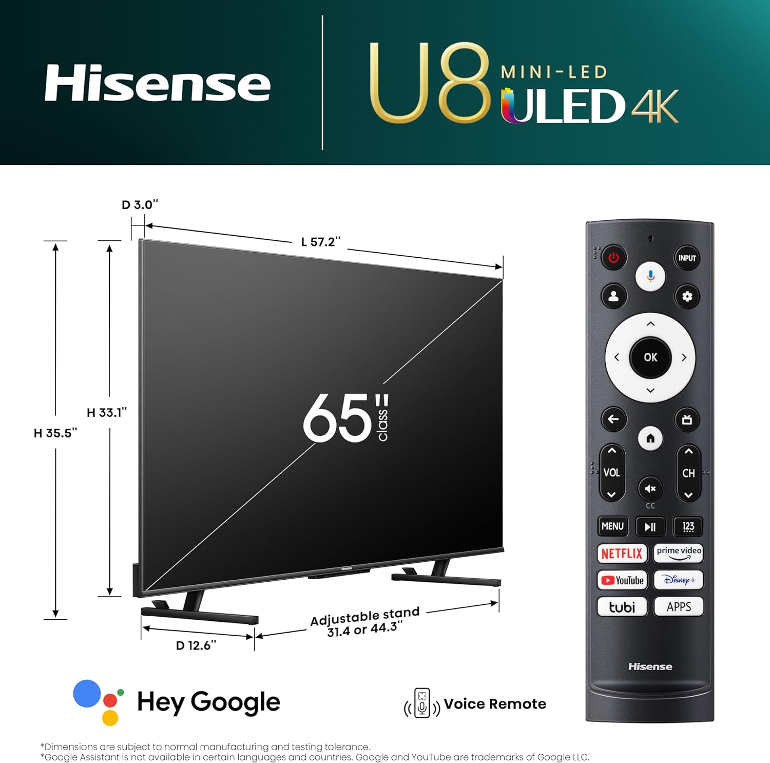 Hisense U8K 65" 4K UHD ULED Mini-LED Android Smart TV
