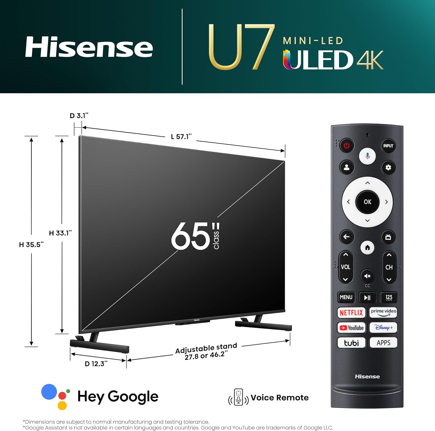 Hisense U7K 65" 4K ULED Mini-LED Android Smart TV