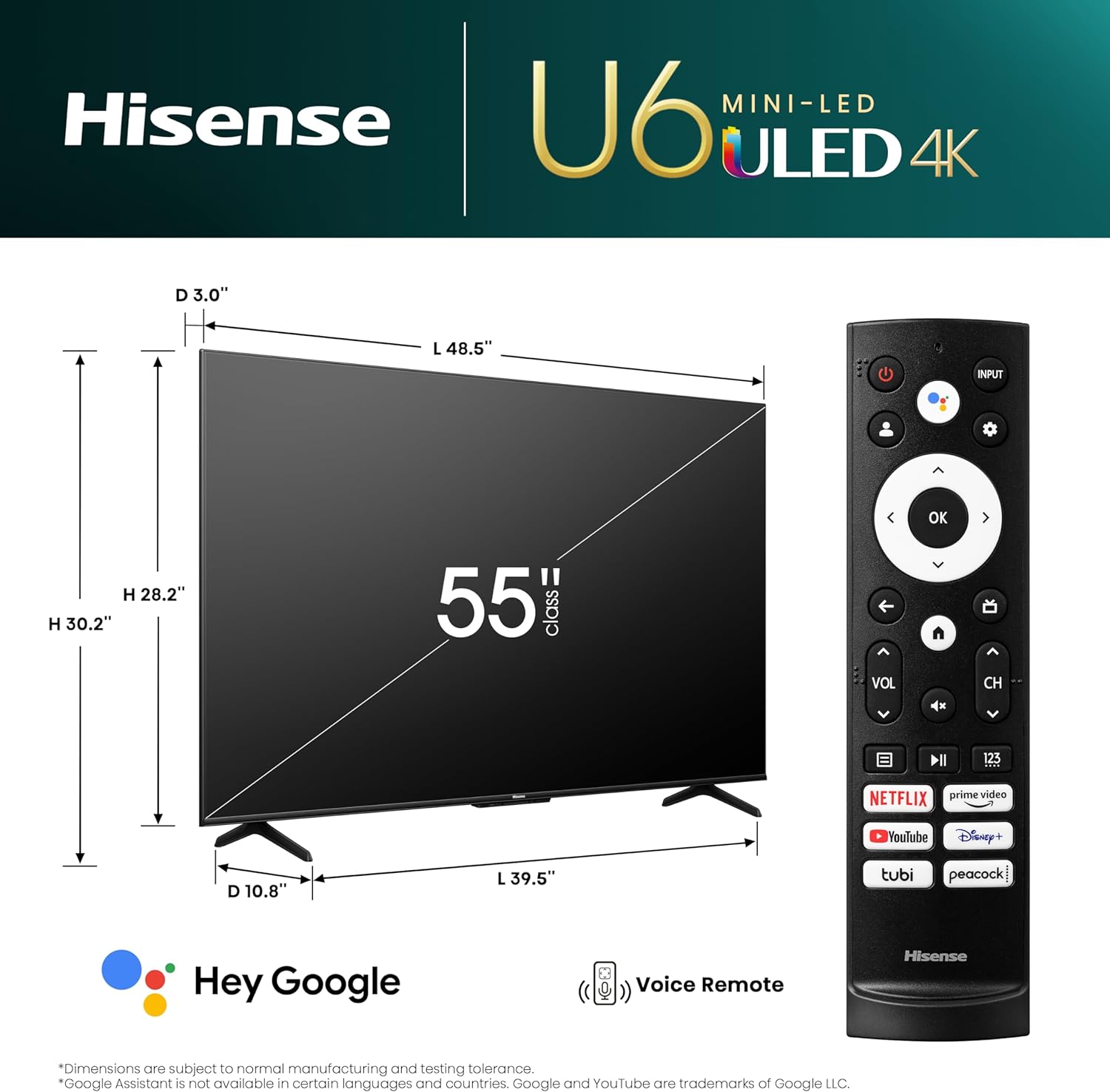 Hisense U6K 55" 4K ULED Mini-LED Android Smart TV