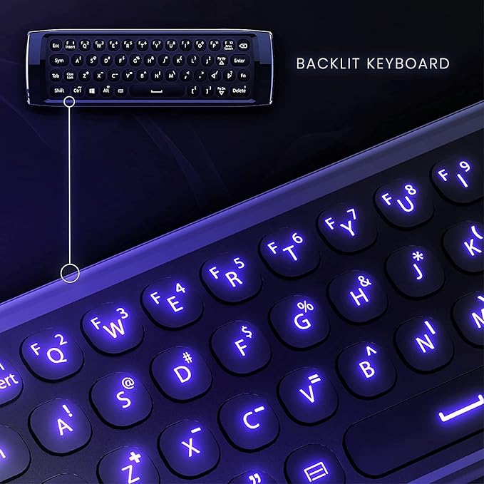 Azulle Lynk Multifunctional Remote Control – Universal Wireless Mouse Touchpad, Windows Keyboard, Backlit, Microphone.