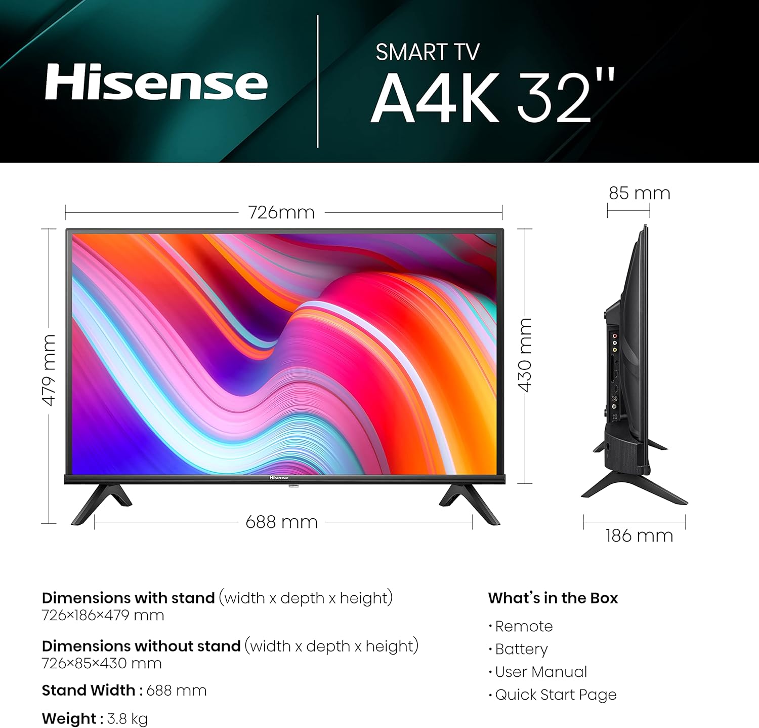 Hisense A4K/A45K 32" FHD Google Smart TV