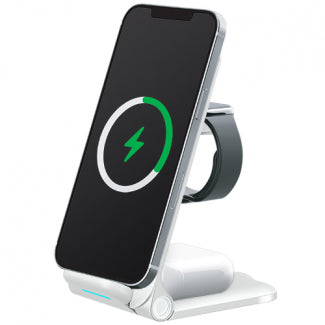 Tekya QITEK Standmax 15W 3 in 1 FoldableE QI Wireless Charger Stand - White