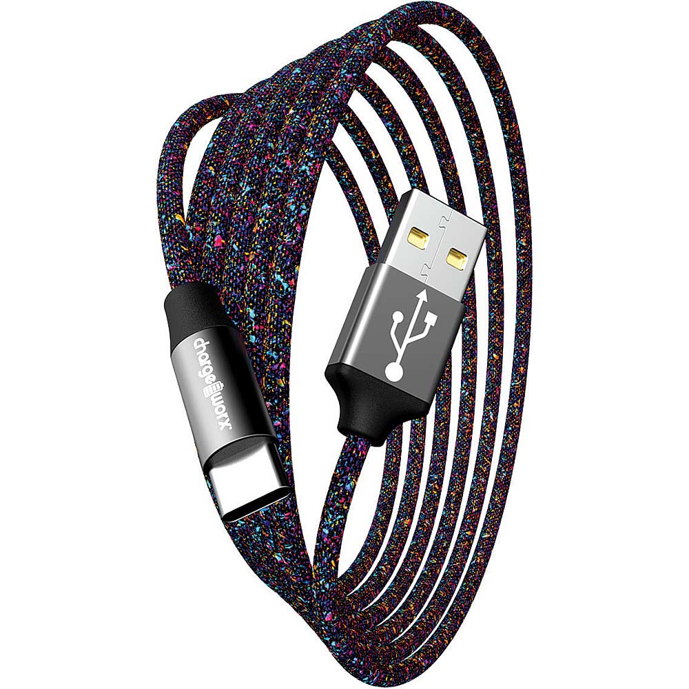 Chargeworx "FlexKnit" 6 FT USB-A to USB-C Cable (Multicolor)