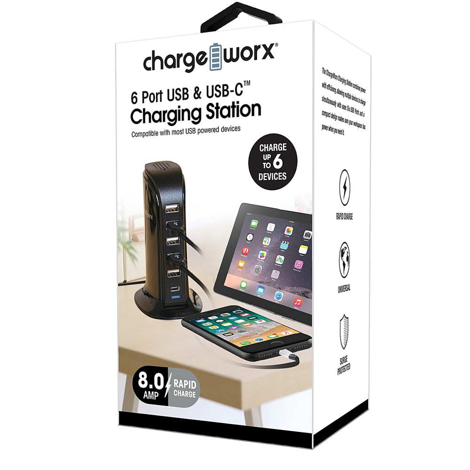 Chargeworx 6 Ports Desktop Charging Station