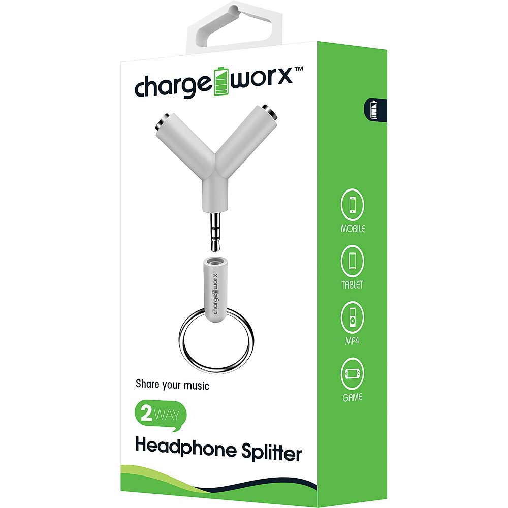 Chargeworx 2-Way Headphone Splitter