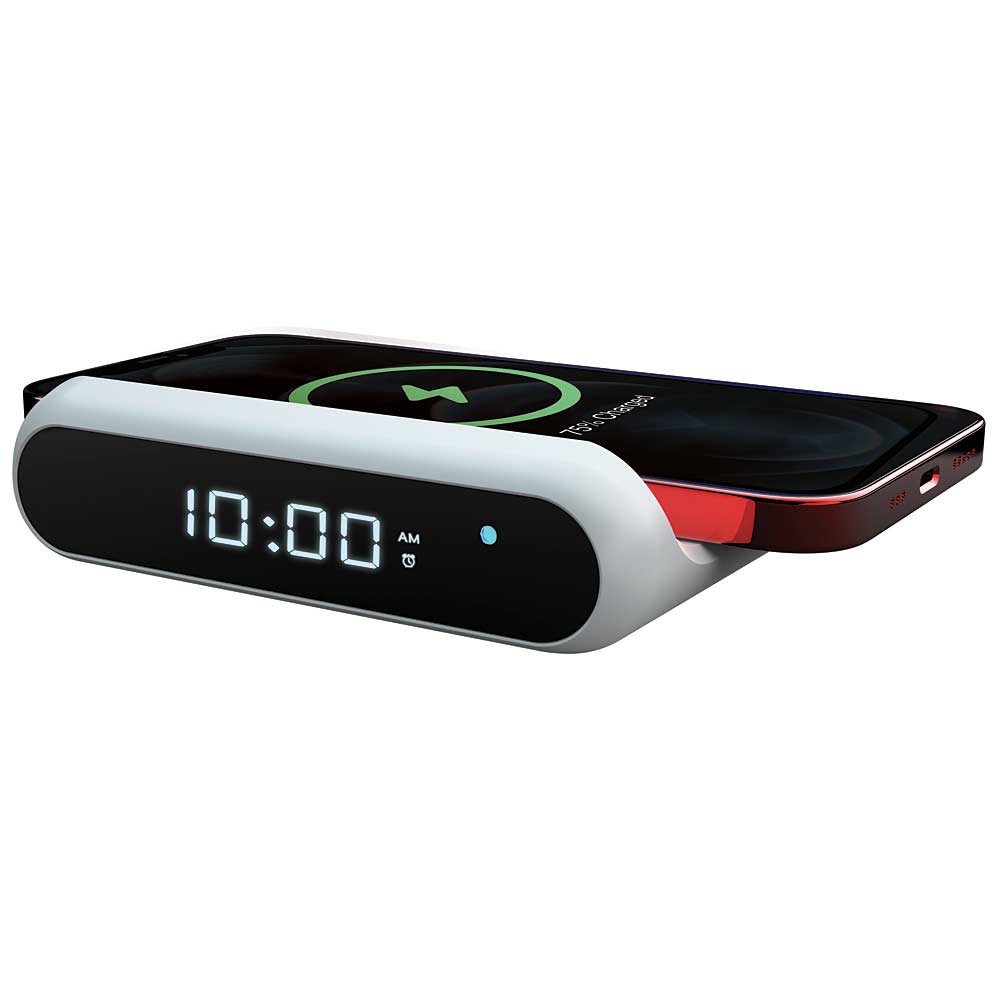 Chargeworx 2-in-1 Wireless-Charging Alarm Clock