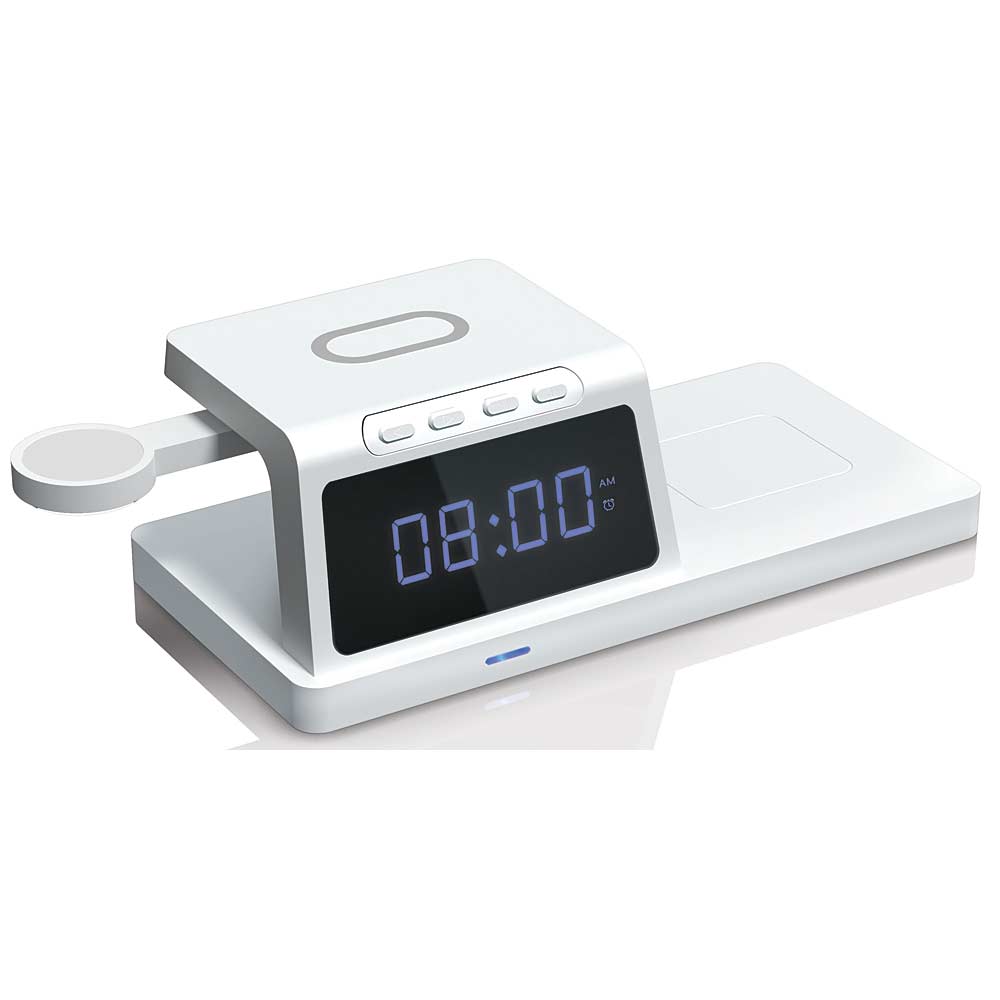 Chargeworx 4-in-1 Wireless-Charging Alarm Clock