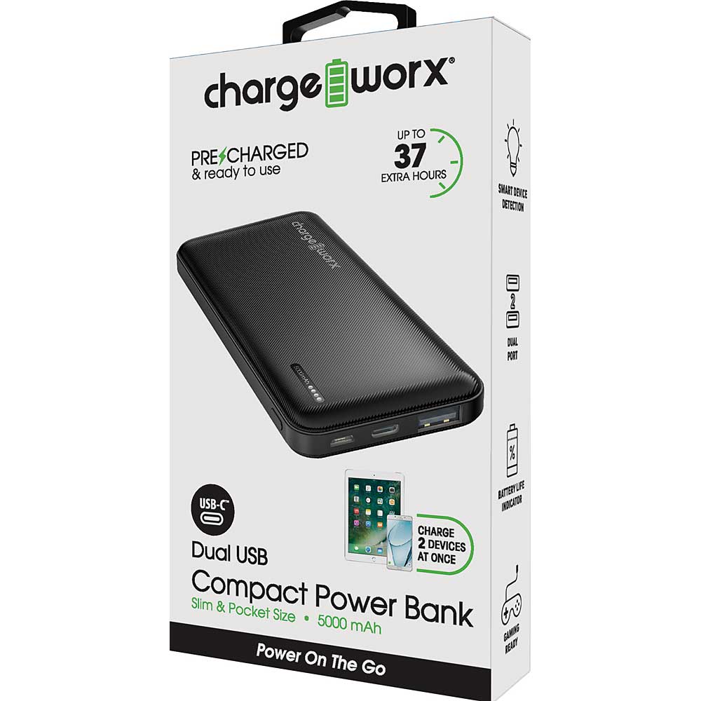 Chargeworx 5000mah USB / USB-C Power Bank