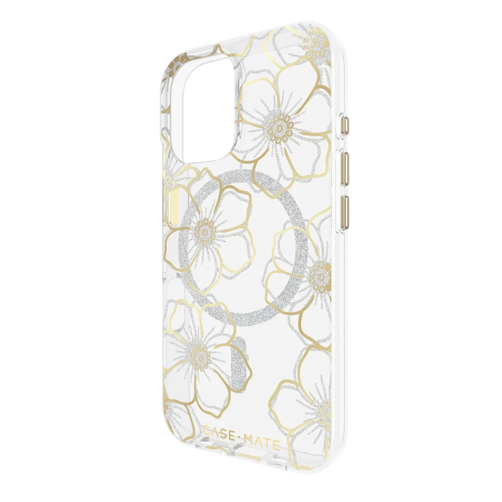 Case-Mate - Floral Gems MagSafe Case for Apple iPhone 16 - Gold
