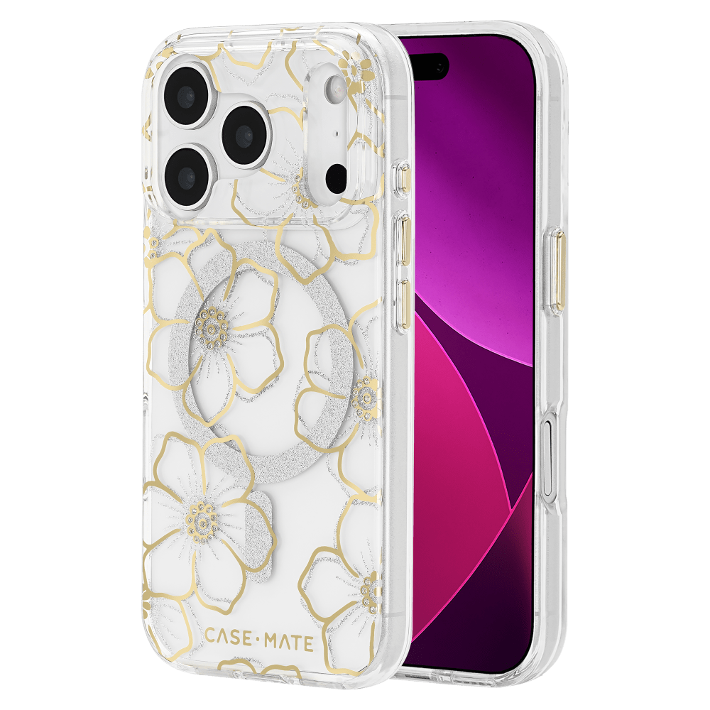 Case-Mate - Floral Gems MagSafe Case for Apple iPhone 17 Pro - Gold