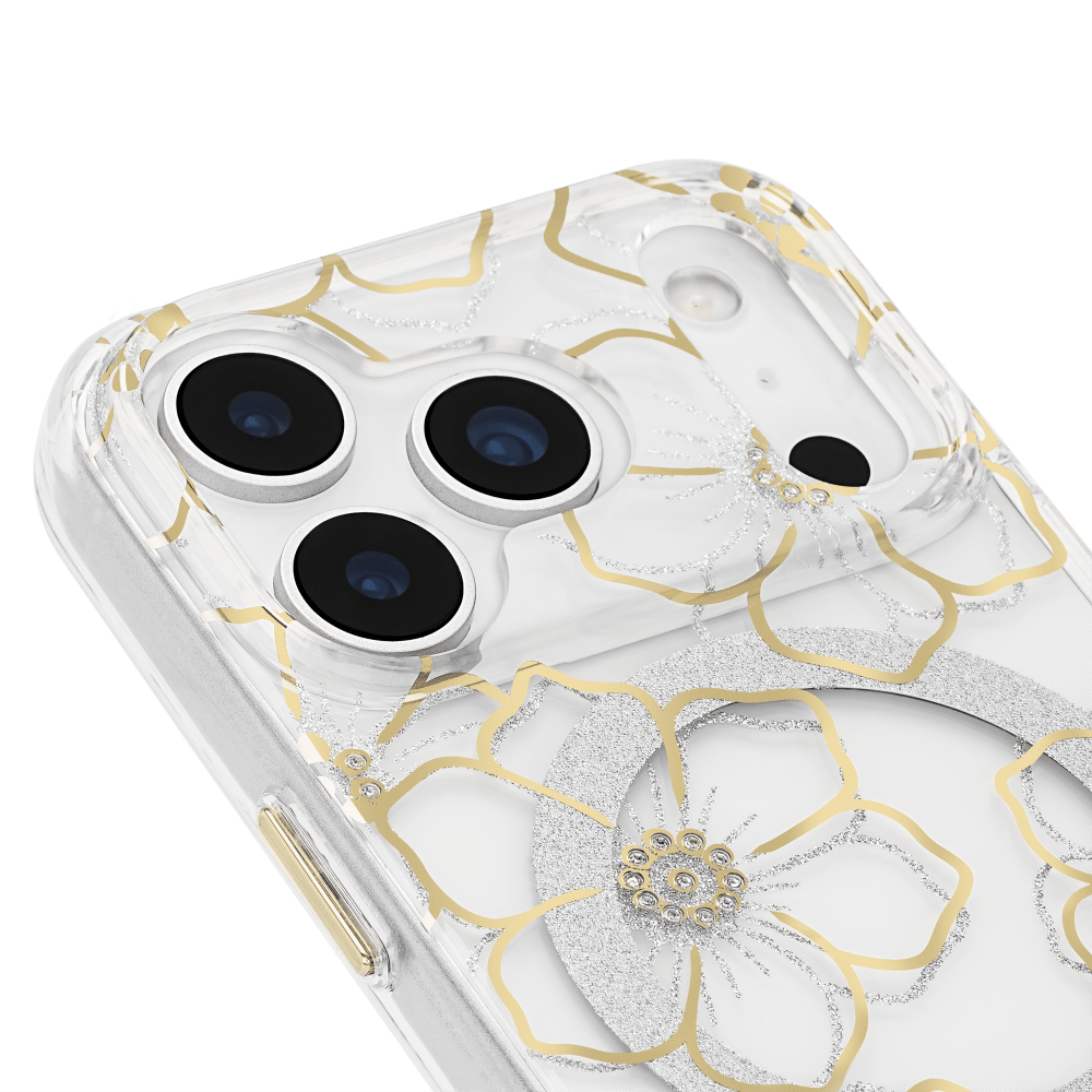 Case-Mate - Floral Gems MagSafe Case for Apple iPhone 17 Pro - Gold