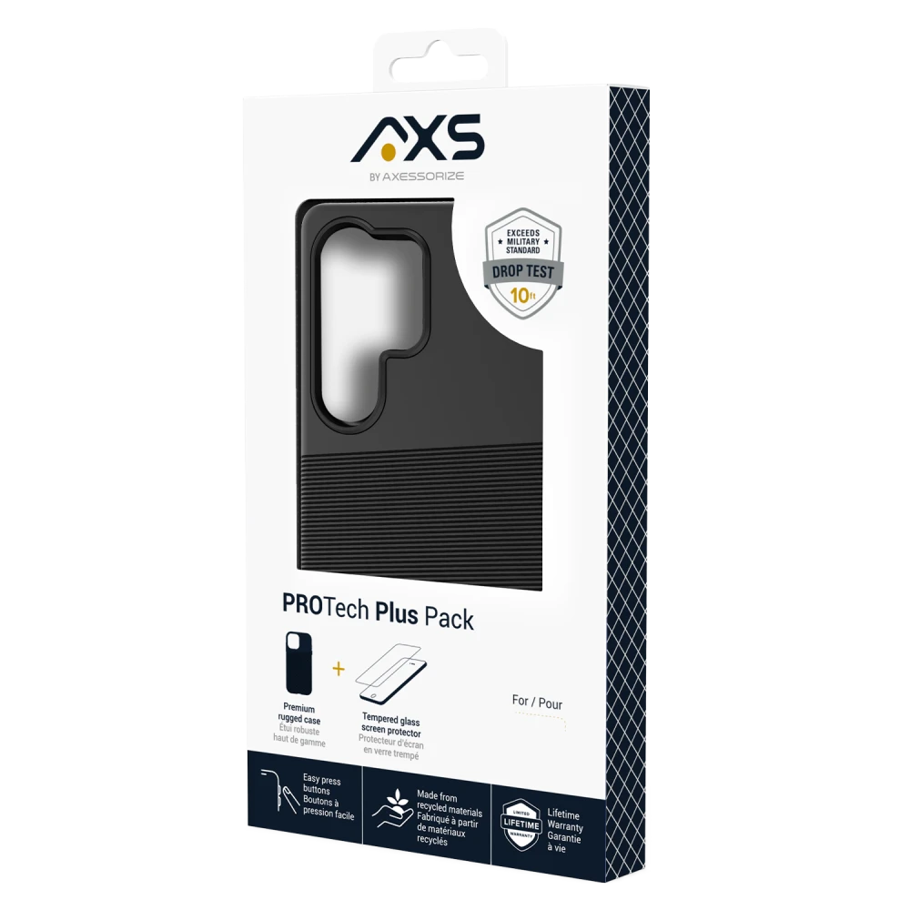 AXS - PROTech Plus Case and ARMORGlass Screen Protector for Samsung Galaxy S25 Ultra