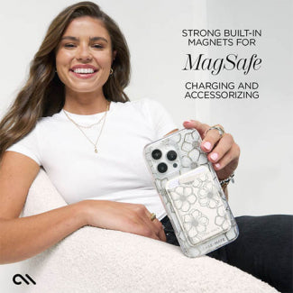 Case-Mate - Floral Gems MagSafe Case for Apple iPhone 16 Pro - Gold