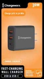 Chargeworx 30w USB-A and USB-C® Ports CHARGER BLOCK