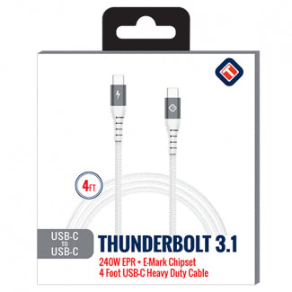Tekya 4ft Braided USB-C TO C Cable w/Thunderbolt 3.1, 10gbps Data Transfer
