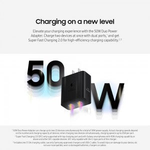 Samsung OEM Duo Kit - 50W Dual Port Charging Wall Charger w/ 3ft 5A USB-C to USB-C Cable