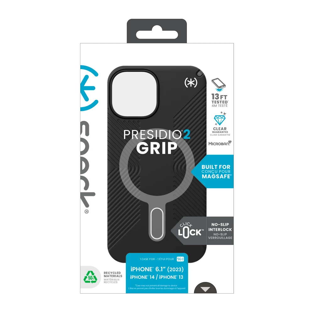Speck Presidio2 Grip Case with MagSafe for Apple iPhone 16e/15/14/13 (Black)