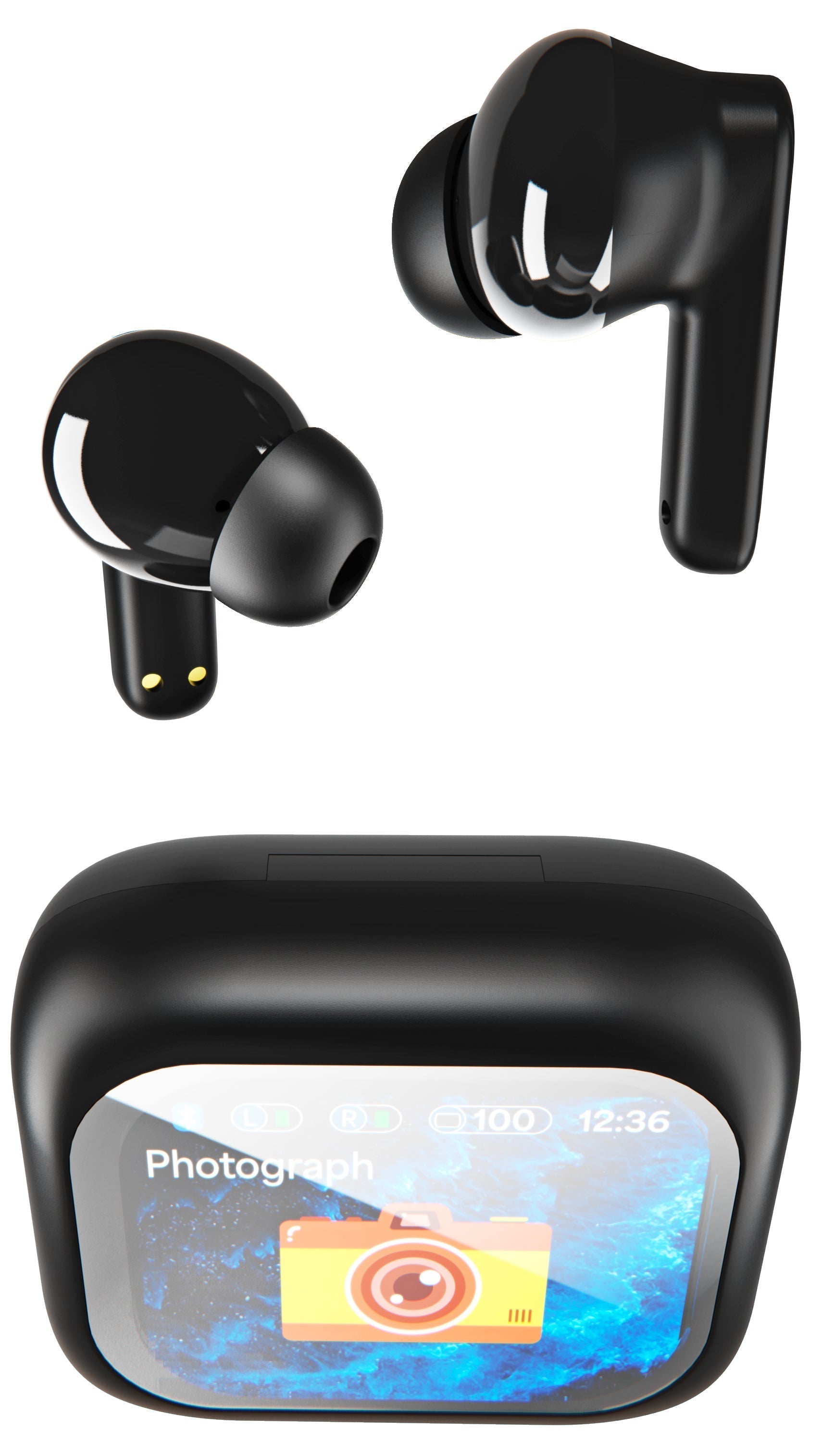 Coby CETW645 Active Noise Cancelling True Wireless Earbuds with Charging Smart Display Case