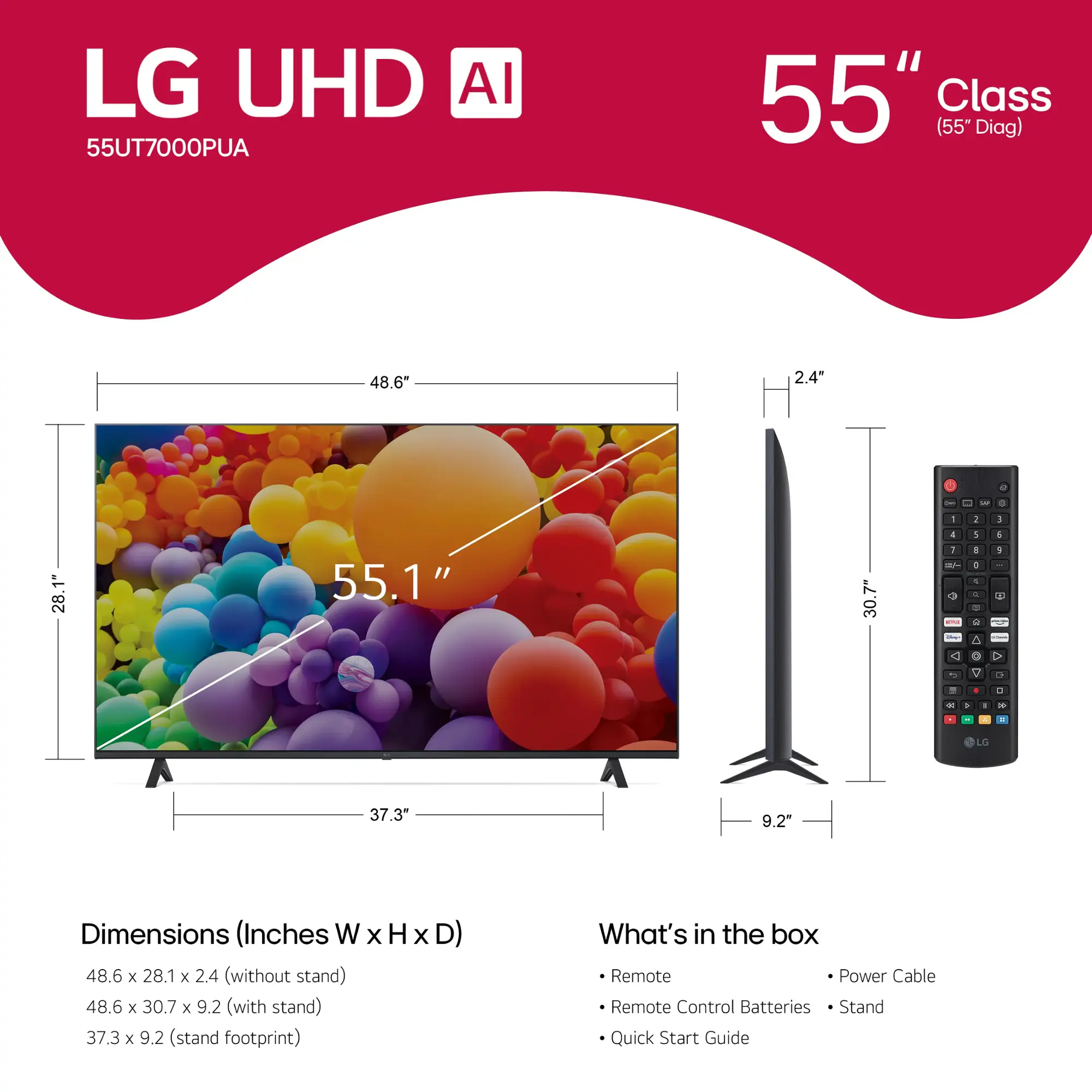 LG UT70 Series 55" 4K HDR Smart webOS LED TV (2024)