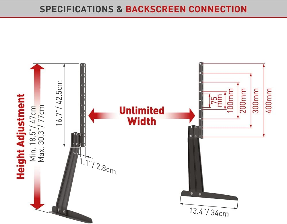 Barkan S40 13"-77" Universal Fixed TV Tabletop Legs
