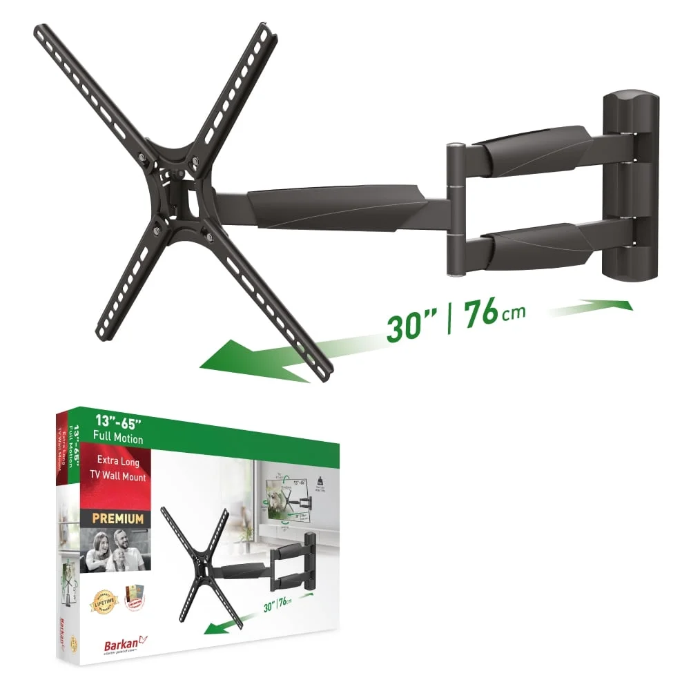 Barkan BM343XL 13"-65" Full Motion Articulating TV Wall Mount with Xtra Long Arm