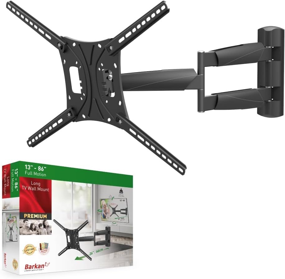Barkan BM443LP 13"-86" Full Motion Articulating TV Wall Mount with Long Arm