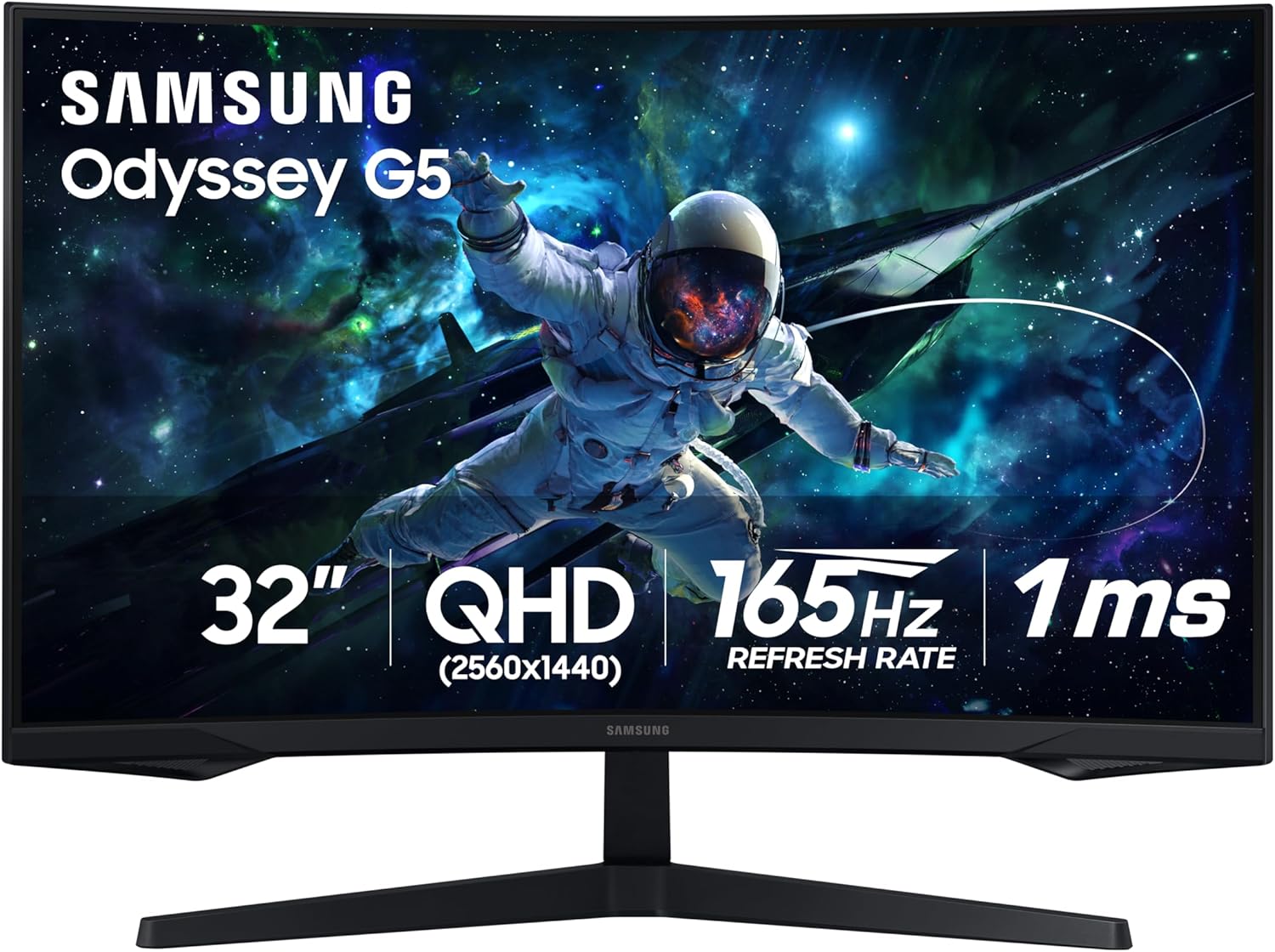 Samsung 32-Inch Odyssey G5 QHD Gaming Monitor with 1000R Curved Screen
