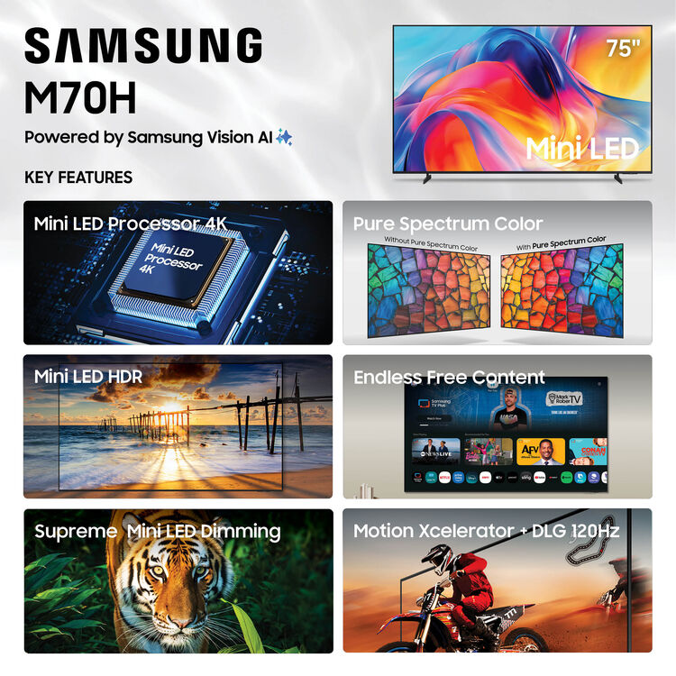 Samsung M70H Series 50" Mini-LED 4K UHD HDR Smart TV (2026)